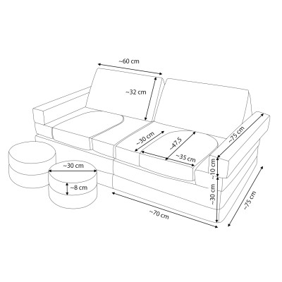 Sofá modular multifuncional para niños de bloques de espuma forma coche